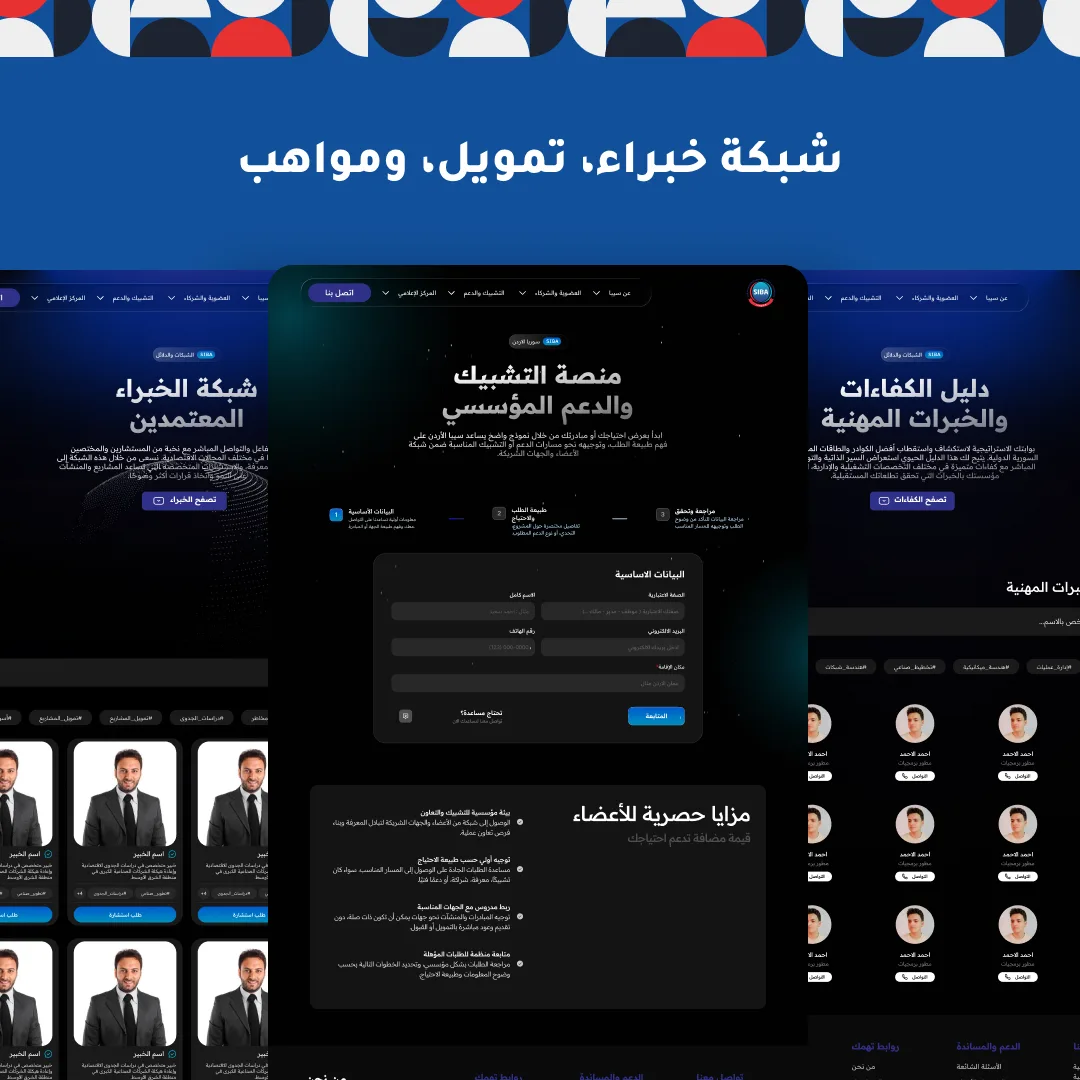شبكة خبراء وتمويل ومواهب: شاشات المنصة